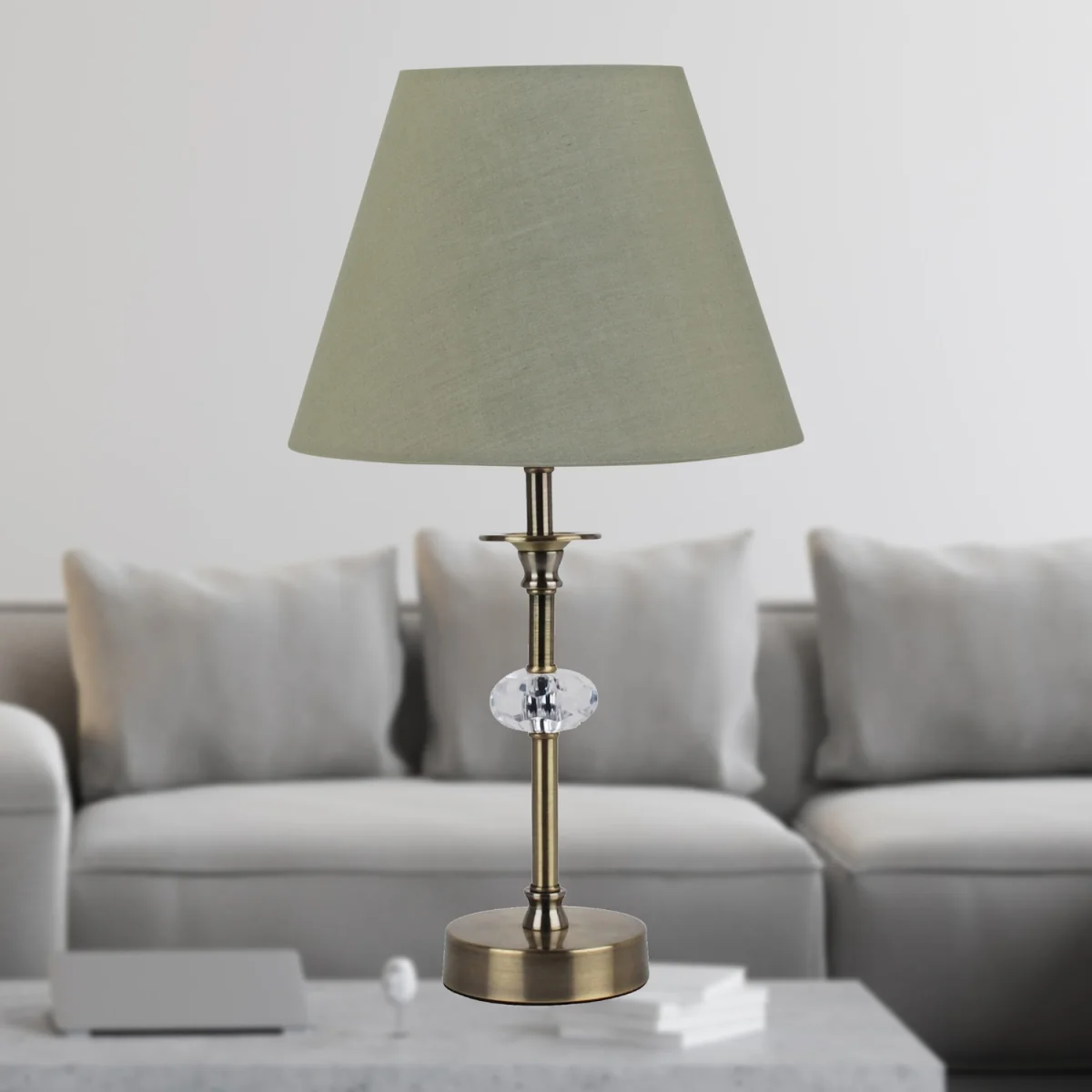 Set Of 2 Sage Green Cotton 20cm Diameter Tapered Fabric Lamp Shades - Green – image 5