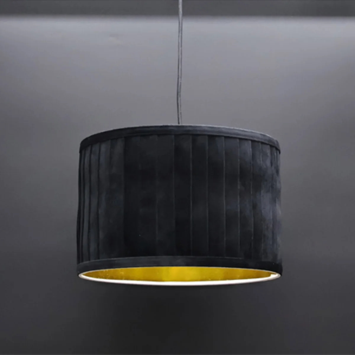 Sundance Easy Fit Fabric Pendant Shade - Black Velvet With Gold Cardboard Inner Detail – image 2