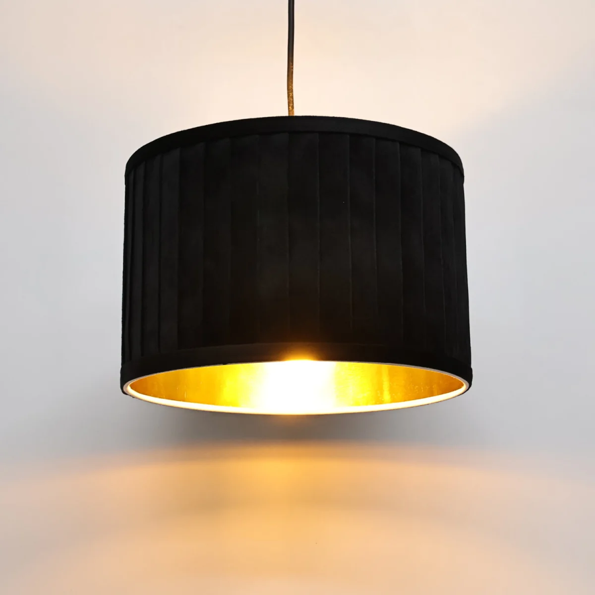 Sundance Easy Fit Fabric Pendant Shade - Black Velvet With Gold Cardboard Inner Detail – image 3