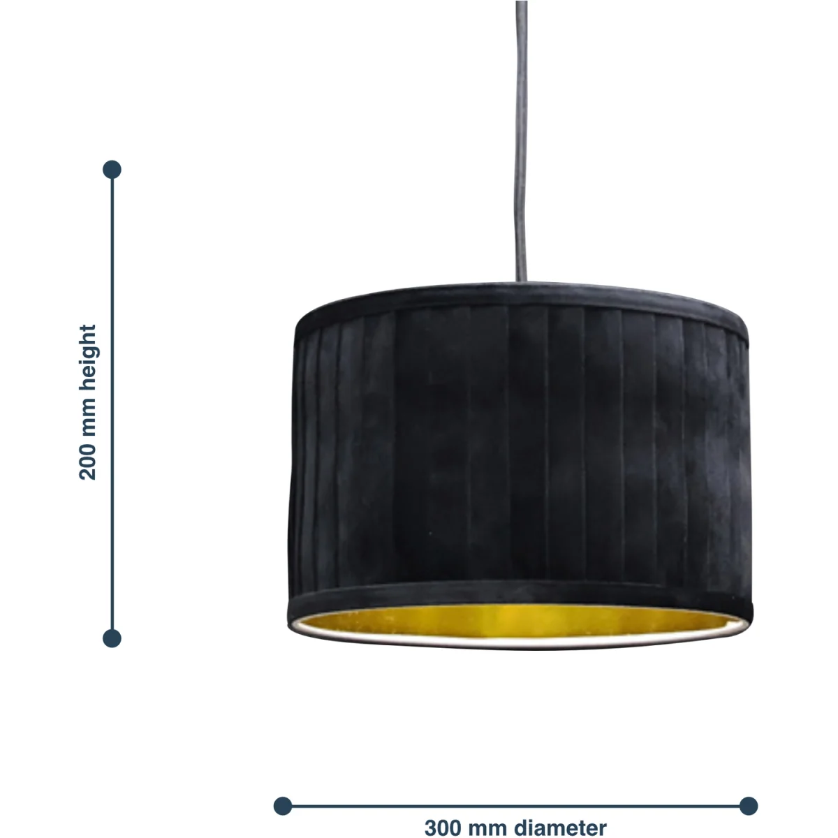 Sundance Easy Fit Fabric Pendant Shade - Black Velvet With Gold Cardboard Inner Detail – image 9