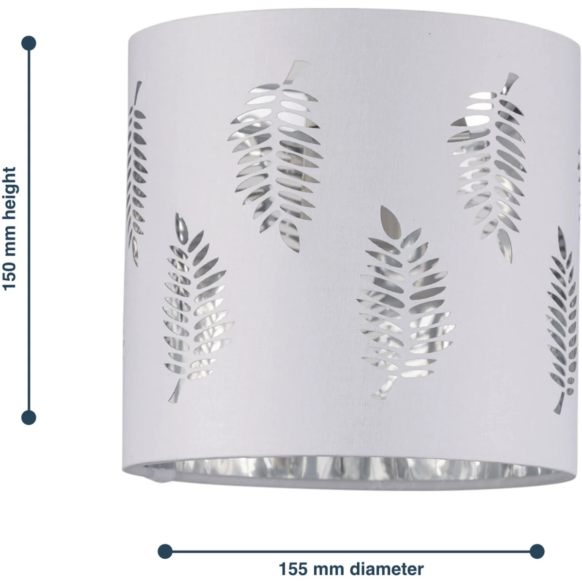 Fern Fabric Shade - White Cotton With Silver Inner Detail – image 4
