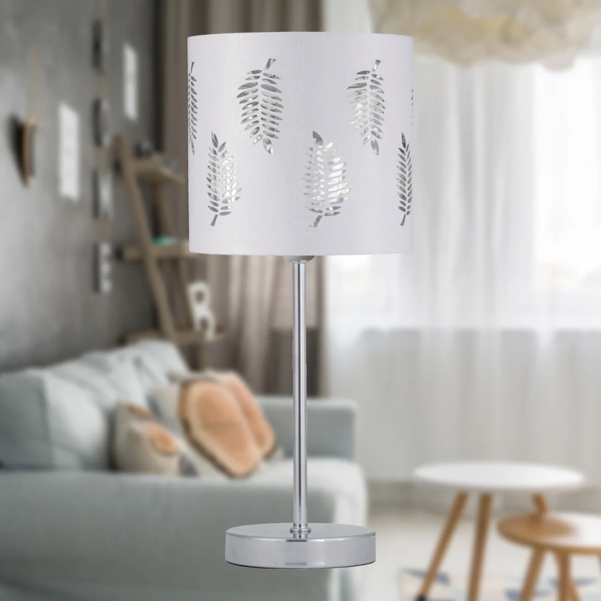Fern Fabric Shade - White Cotton With Silver Inner Detail – image 5