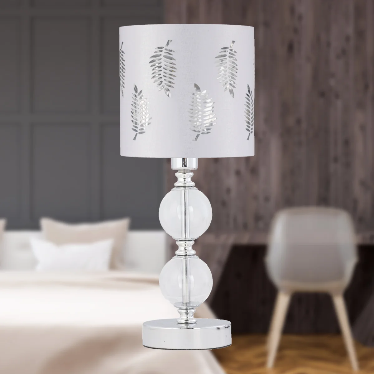 Fern Fabric Shade - White Cotton With Silver Inner Detail – image 6