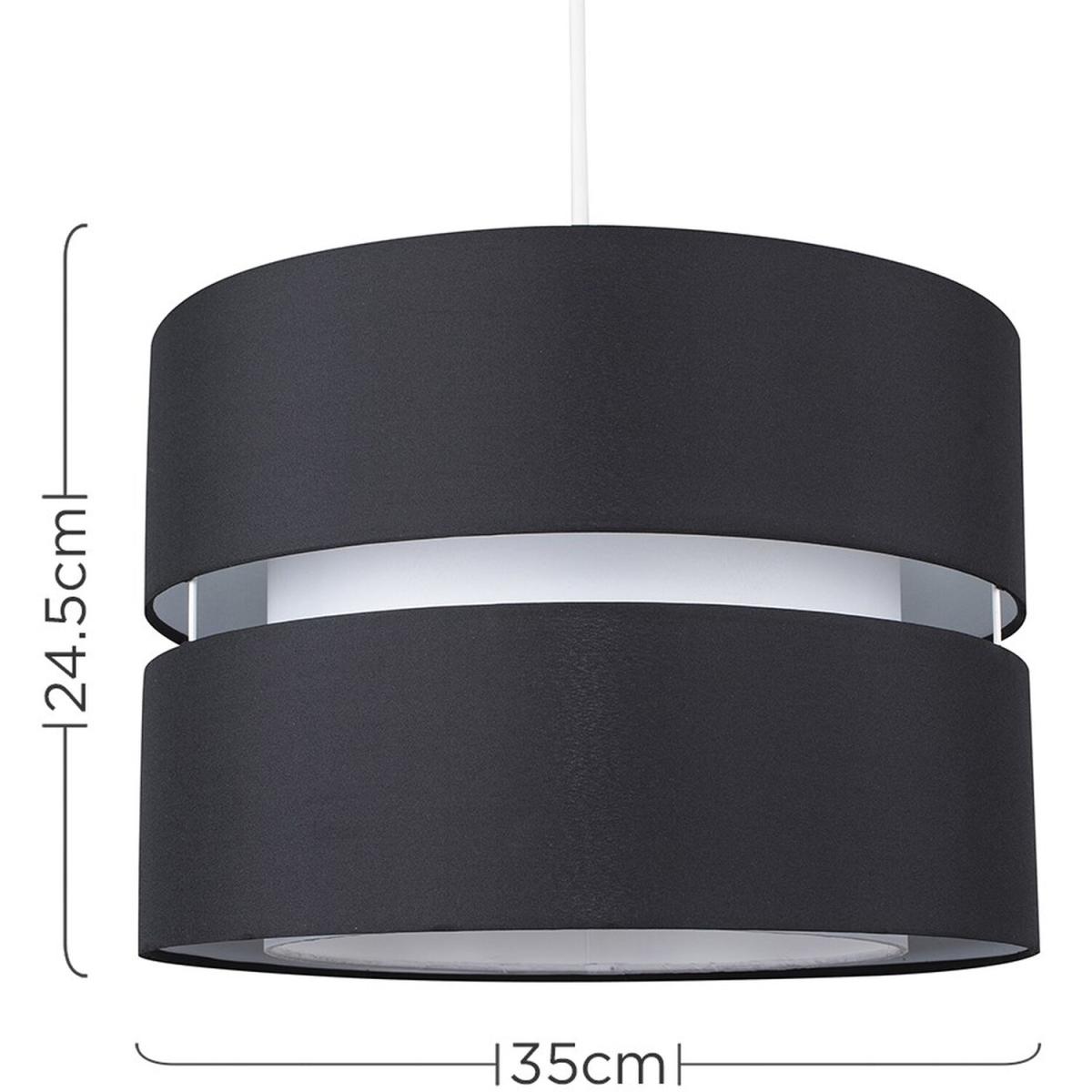 Modern Large 2 Tier Black Cylinder Ceiling Pendant Light Shade - Black – image 2