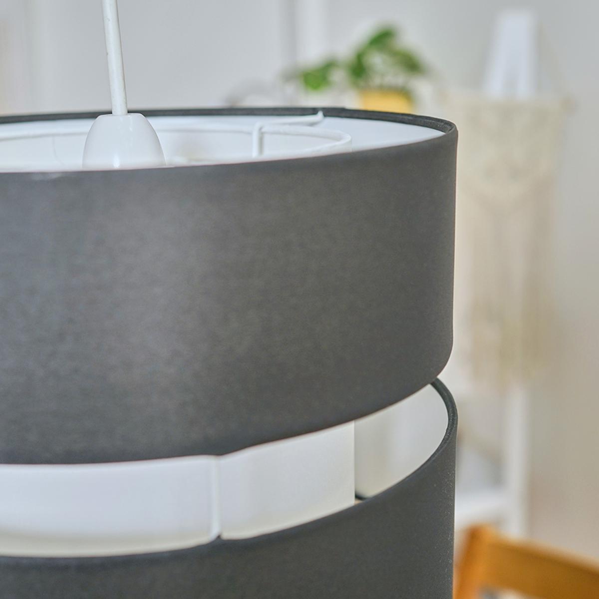 Modern Large 2 Tier Black Cylinder Ceiling Pendant Light Shade - Black – image 5