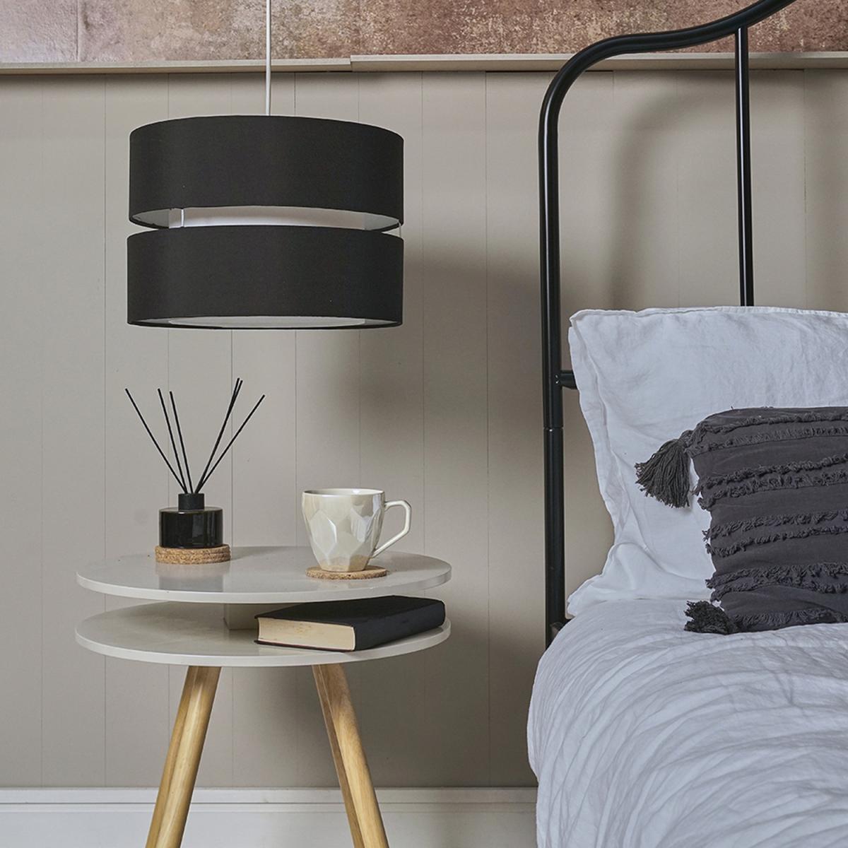 Modern Large 2 Tier Black Cylinder Ceiling Pendant Light Shade - Black – image 6