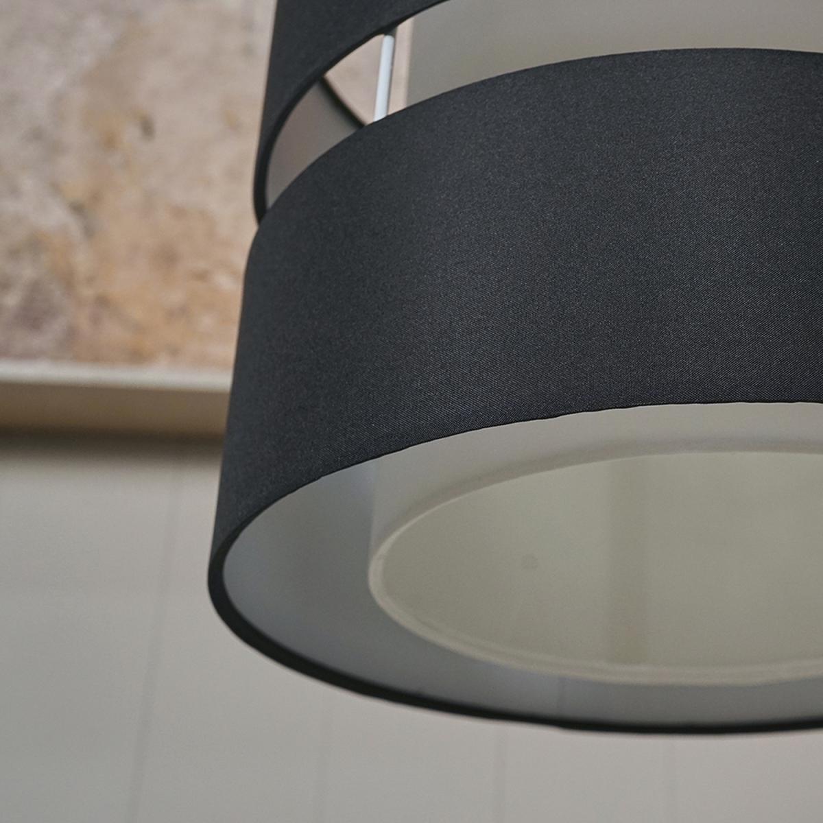 Modern Large 2 Tier Black Cylinder Ceiling Pendant Light Shade - Black – image 7