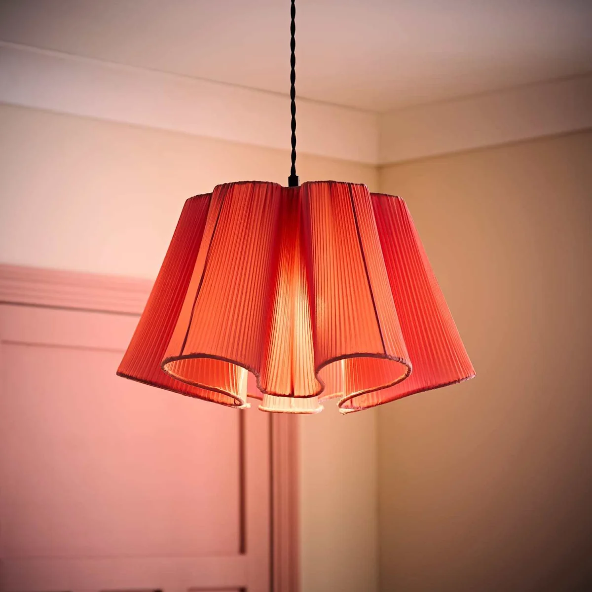 Jemima Pleated Scalloped Easy Fit Lamp Shade - Navy Blue / No - Pink – image 4