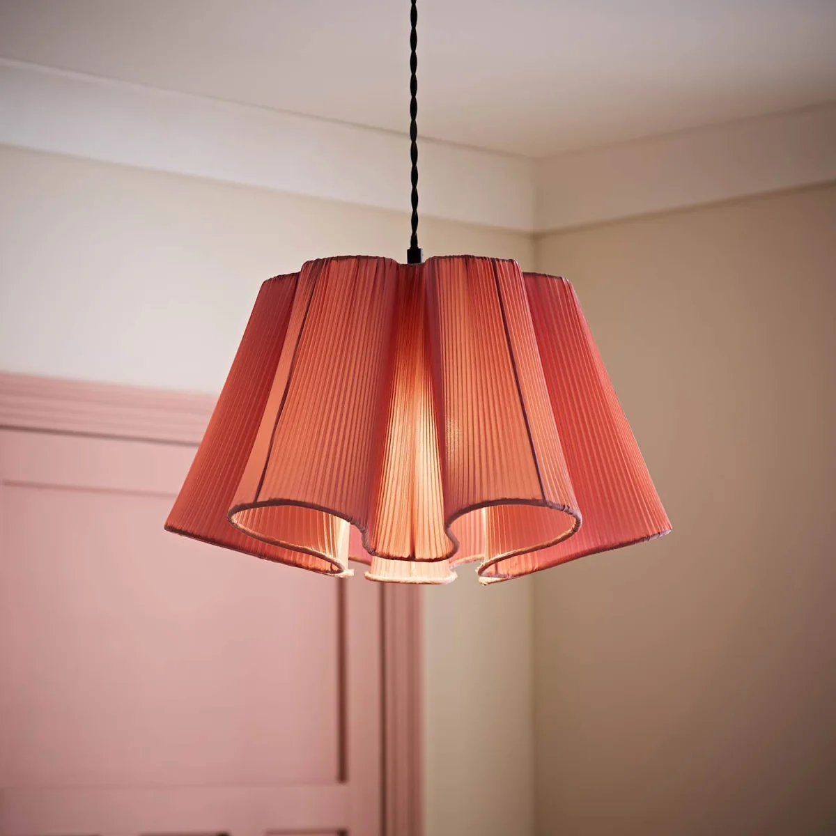 Jemima Pleated Scalloped Easy Fit Lamp Shade - Navy Blue / No - Pink – image 1