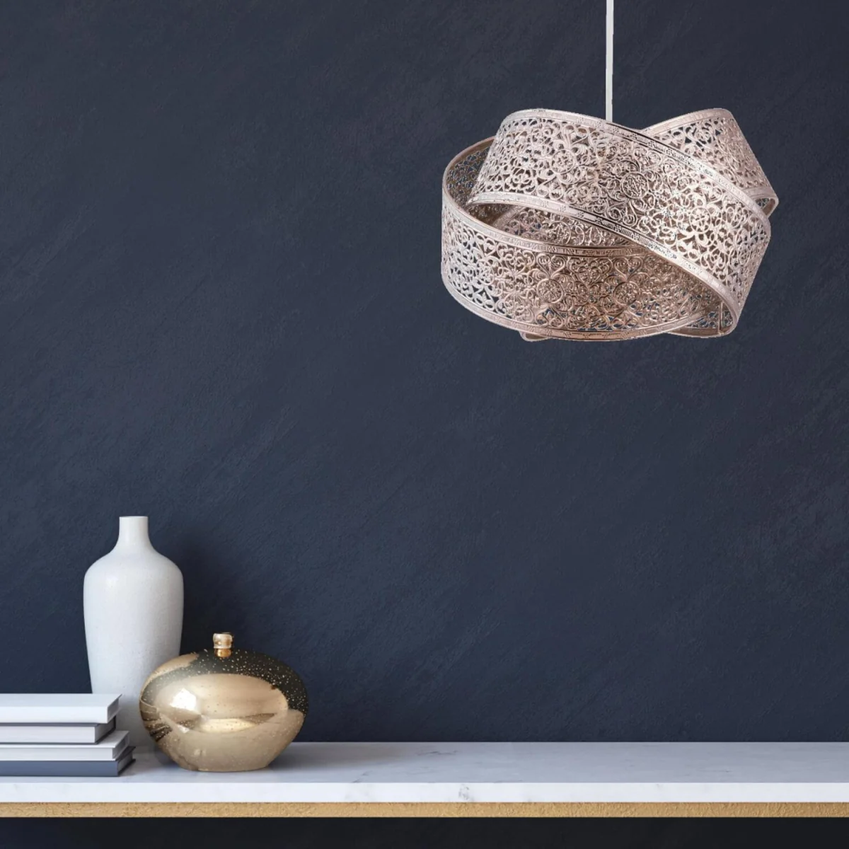 Set Of 2 Kesha Easy Fit Metal Pendant Shades - Polished Chrome Plate – image 4