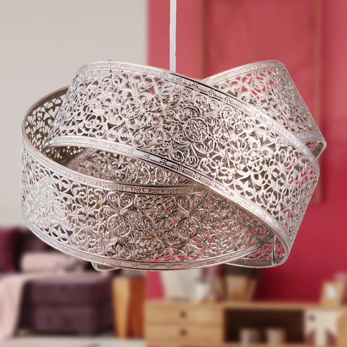 Set Of 2 Kesha Easy Fit Metal Pendant Shades - Polished Chrome Plate – image 5