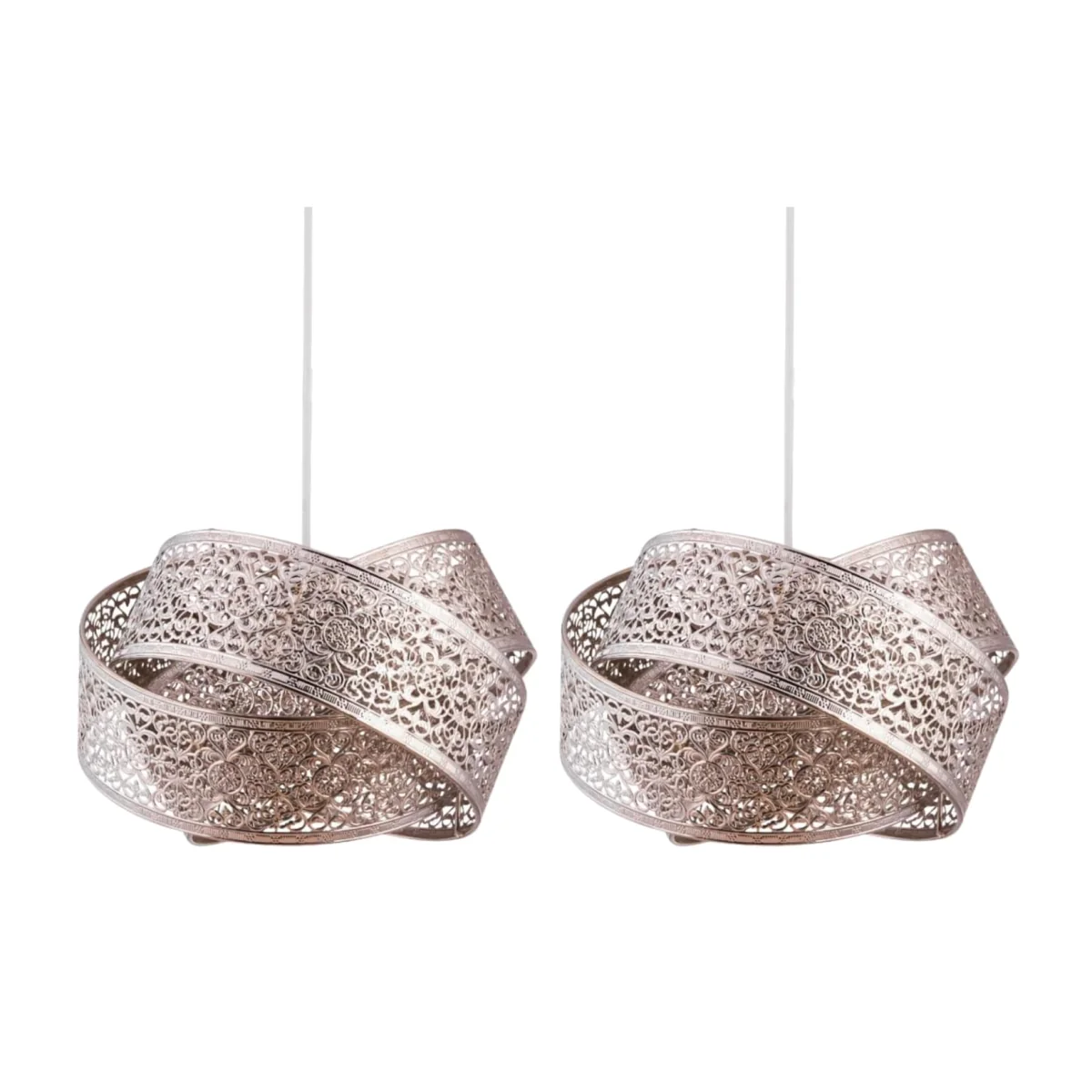 Set Of 2 Kesha Easy Fit Metal Pendant Shades - Polished Chrome Plate – image 1