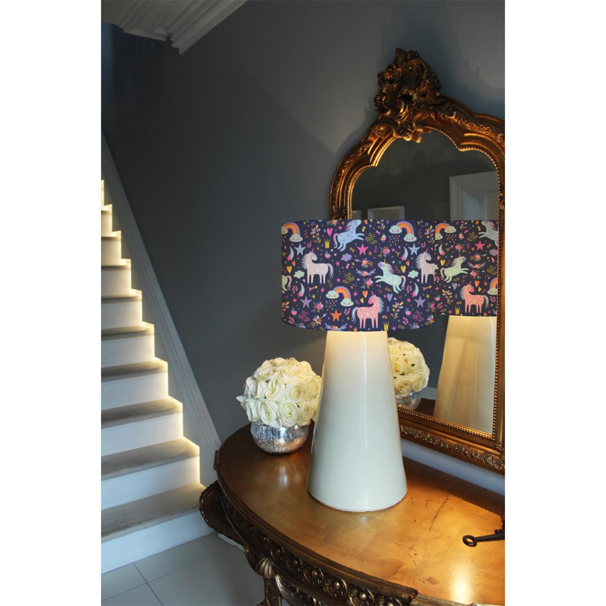 Unicorns On Navy Designer Lamp  Ceiling Stylish Shade - Blue / 40cm – image 3