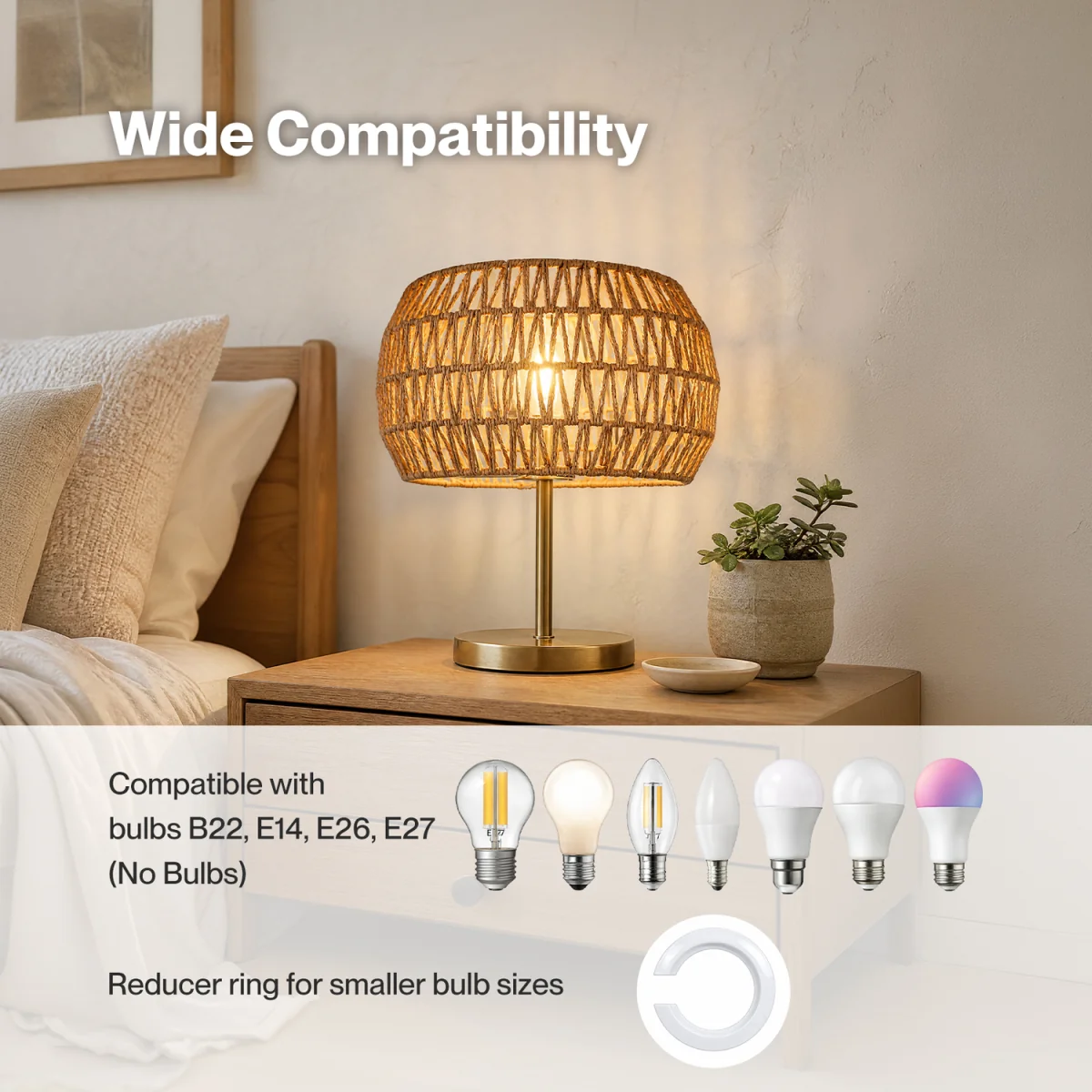 Lamp Shade Boho Paper Rope Light Shade Metal Frame Bedroom Yellow - Yellow – image 3