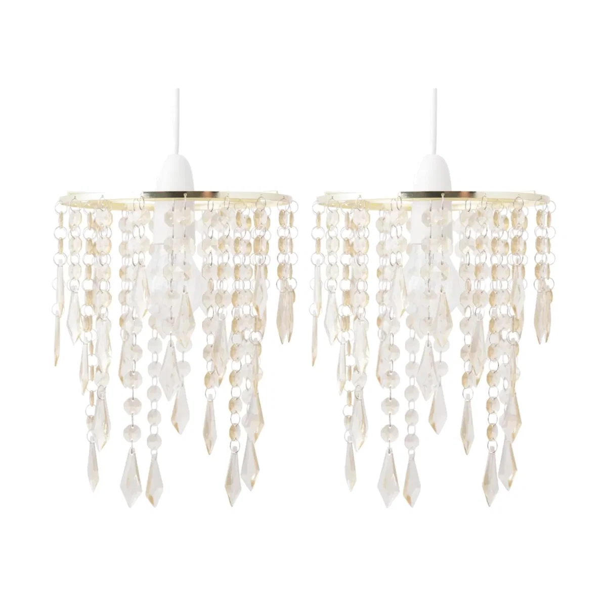 Set Of 2 Gold & Amber Jewels Light Shades - Amber – image 1