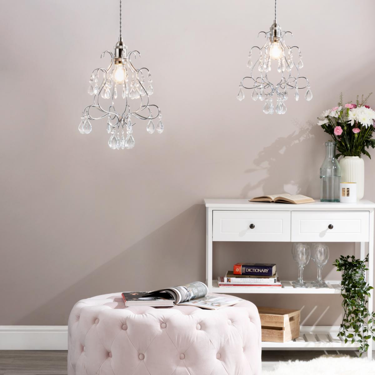 Crystal Effect Droplet Easy to Fit Shade - Chrome – image 4