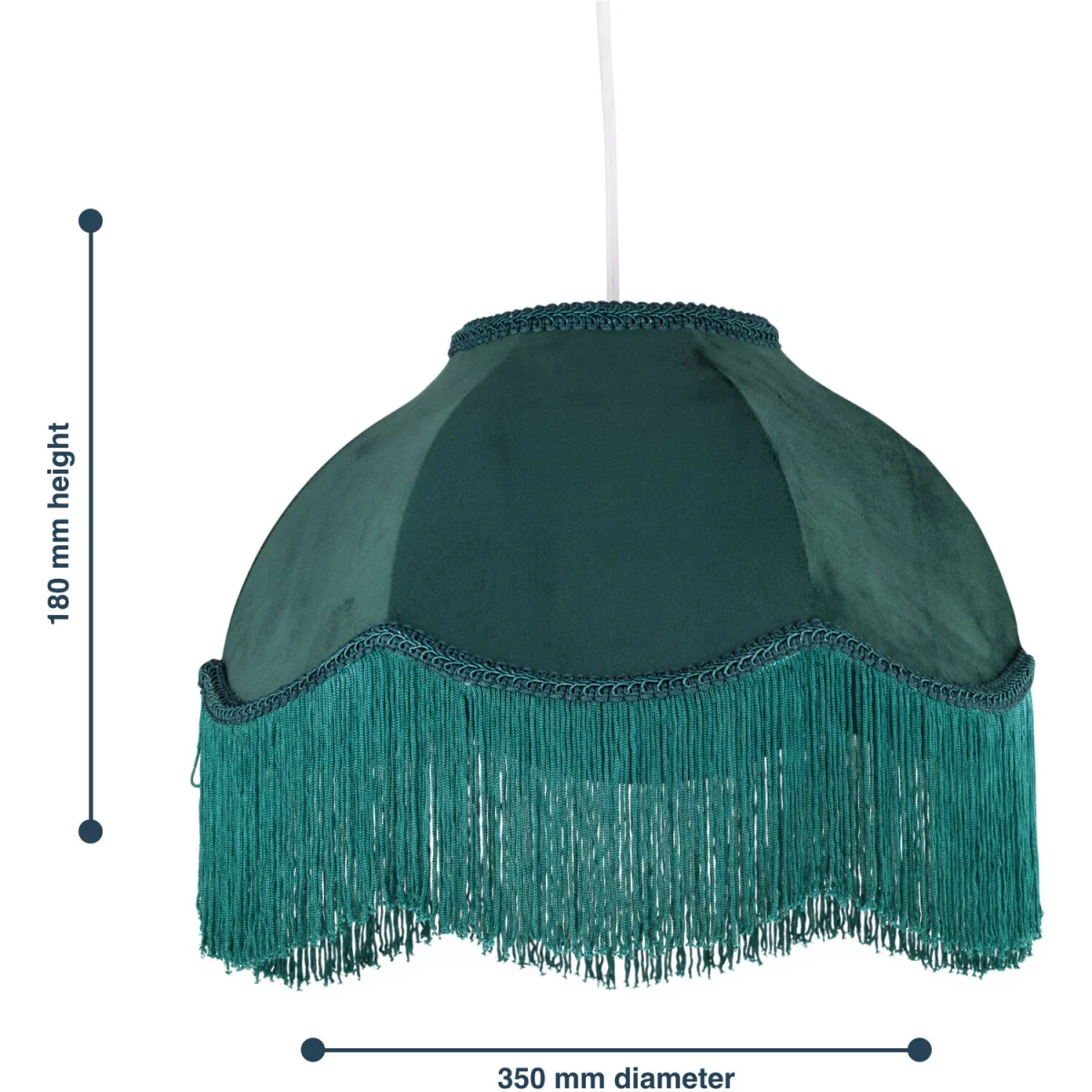 Fringe Easy Fit Fabric Pendant Shade - Green Velvet – image 4