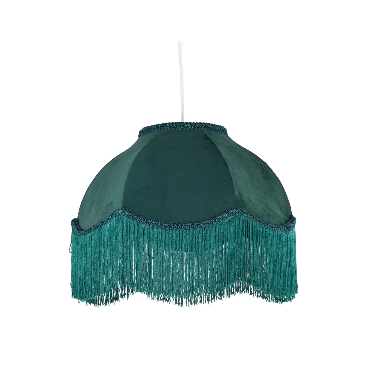 Fringe Easy Fit Fabric Pendant Shade - Green Velvet – image 1