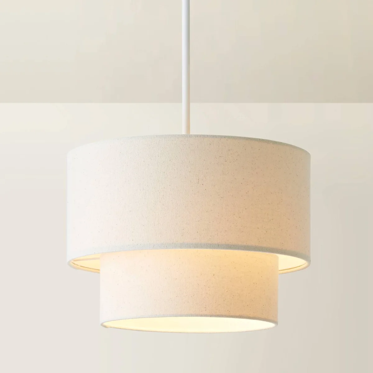 Jodie Two Tier Linen Ceiling Drum Lamp Shade - Natural / 0.44kg – image 4