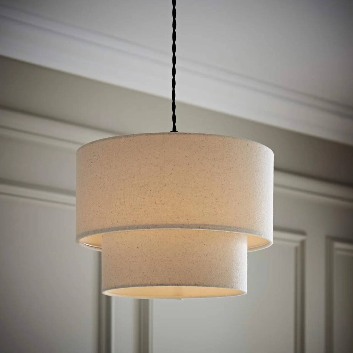 Jodie Two Tier Linen Ceiling Drum Lamp Shade - Natural / 0.44kg – image 1