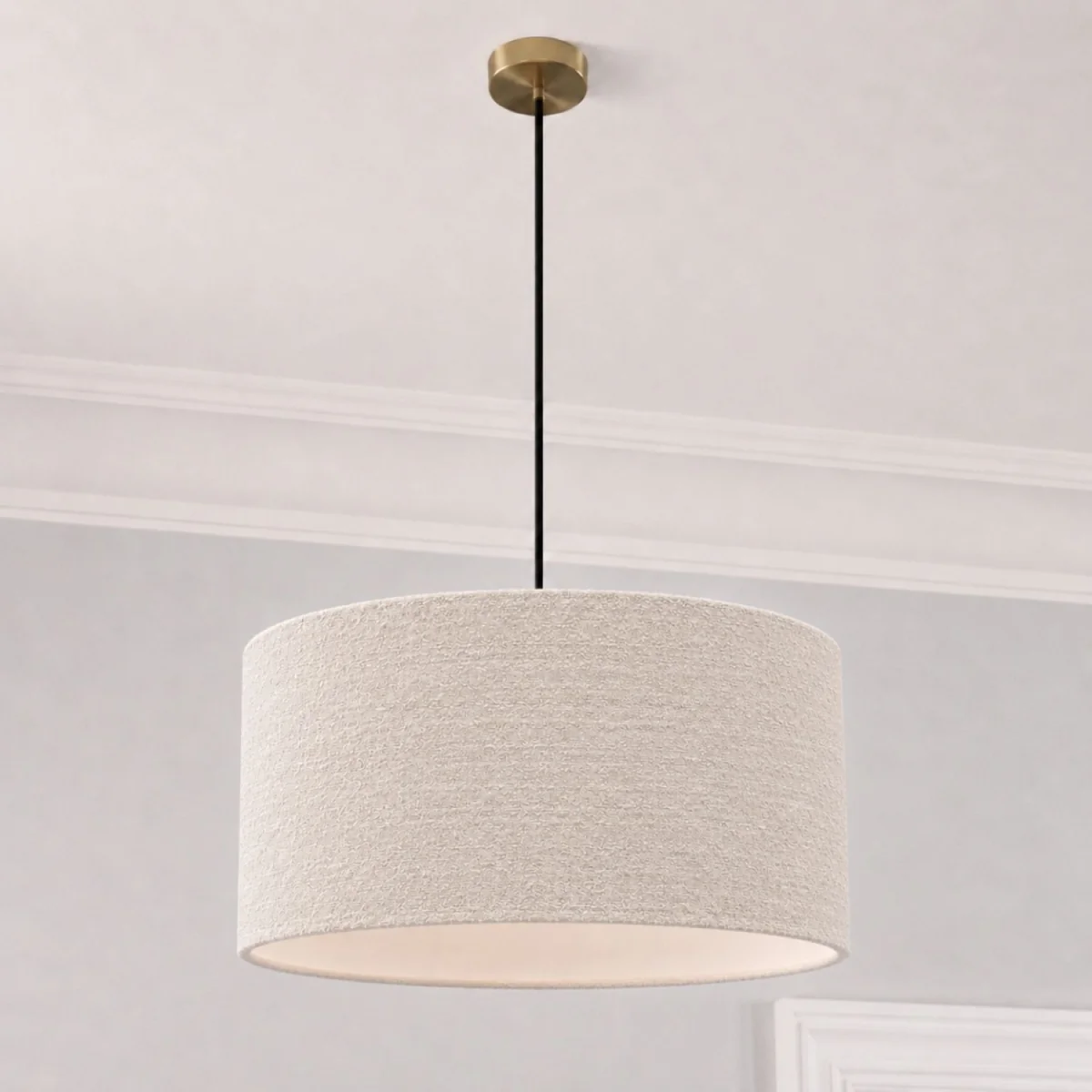 CGC Messina White Luxury Detailed Cotton 45cm Large Drum Lampshade - White – image 3
