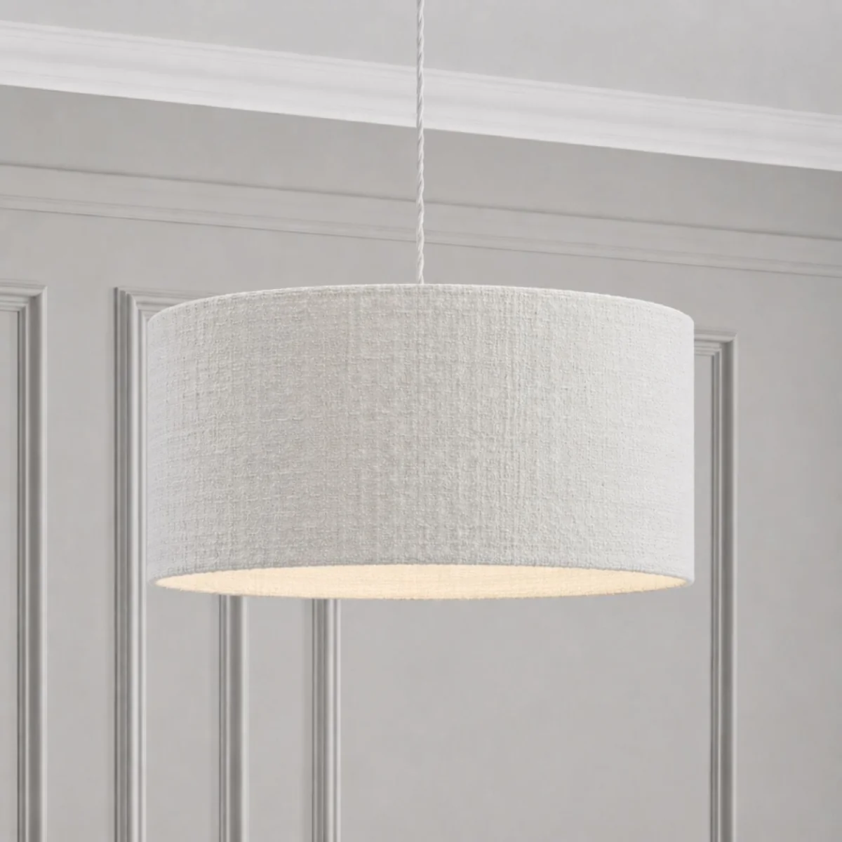 CGC Messina White Luxury Detailed Cotton 45cm Large Drum Lampshade - White – image 1