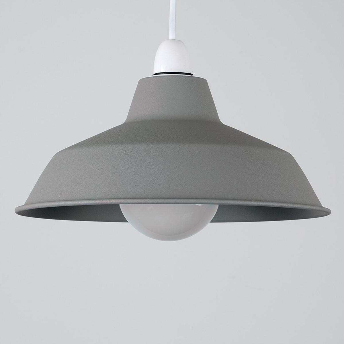 Retro Style Cement Stone Effect Metal Reflector Ceiling Pendant Light Shade - Grey – image 2