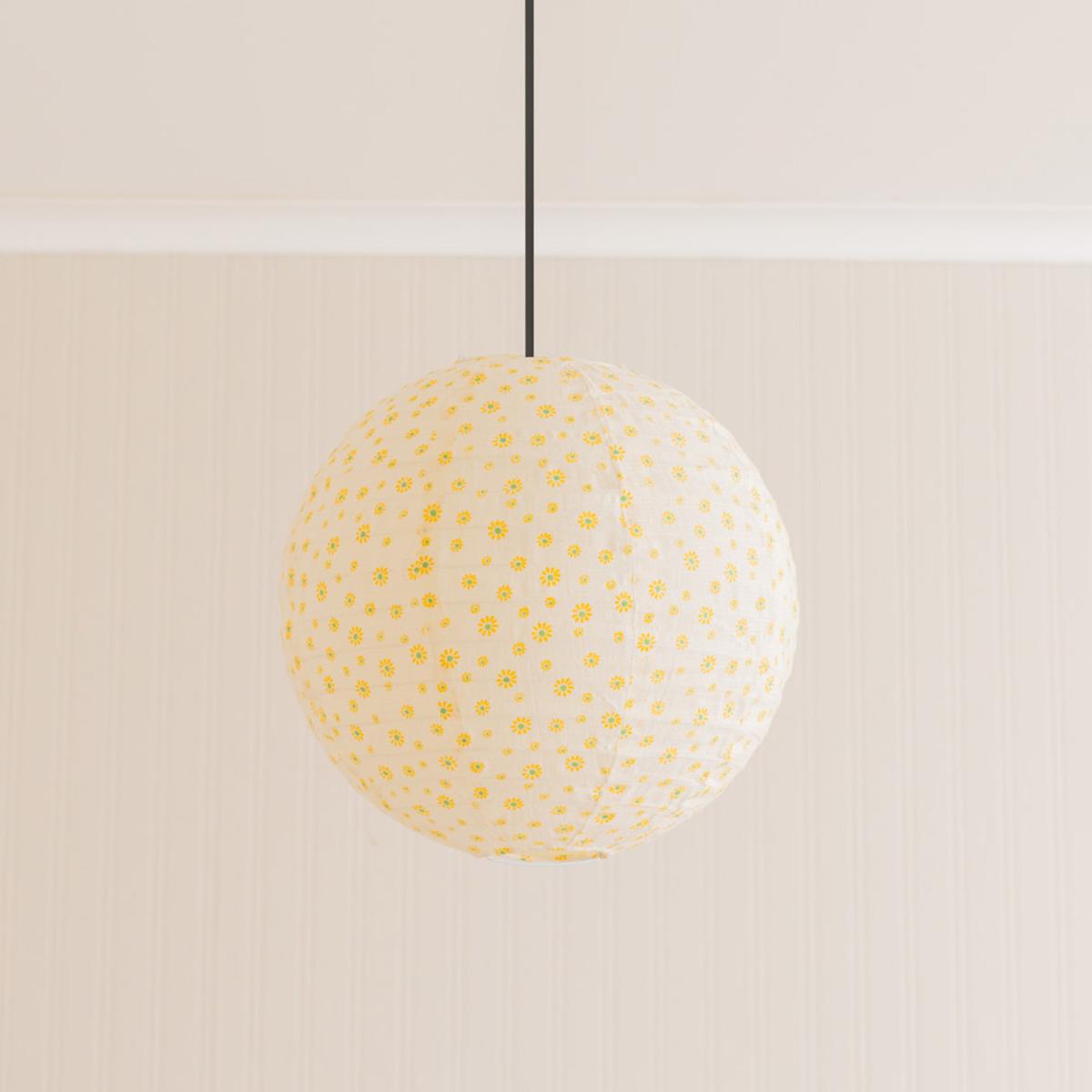 Annie Ditsy Floral Fabric Globe Ball Ceiling Lamp Shade - White