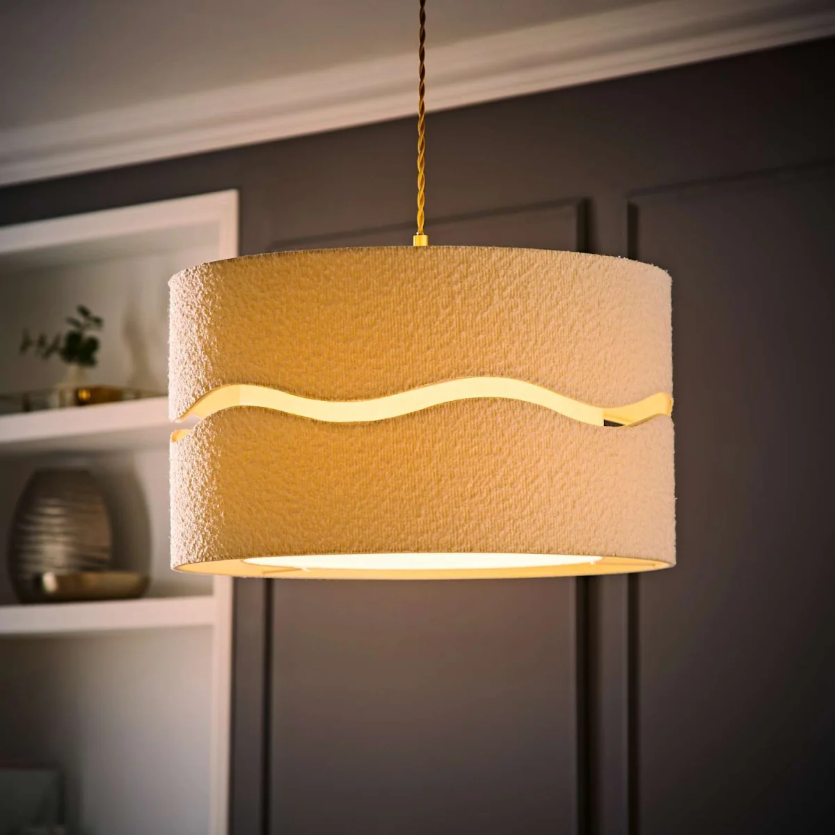 Livie Boucle XL Easy Fit Ceiling Floor Lamp Shade - Cream / Yes - Cream – image 2