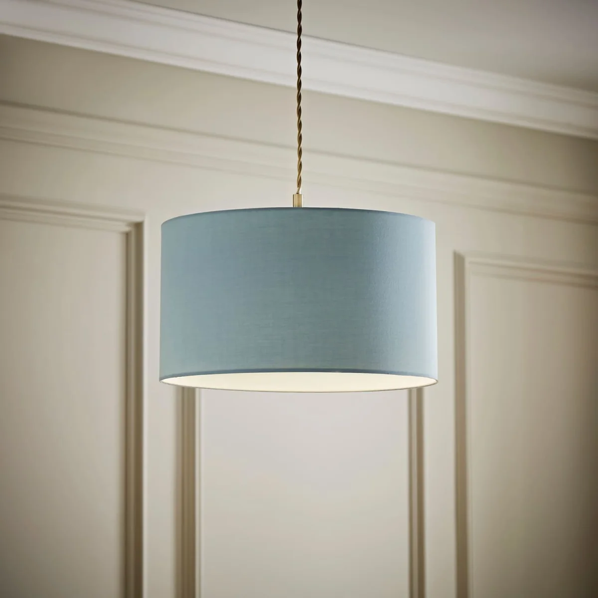 Reni Large Fabric Drum Ceiling Lamp Shade - Duck Egg Blue / Fabric / 35cm – image 1