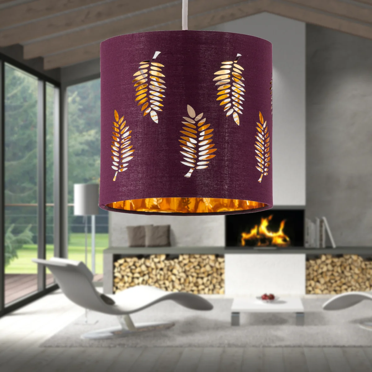 Set Of 2 Fern Burgundy Cut Out 15.5cm Table Lamp Shades - Burgundy – image 5