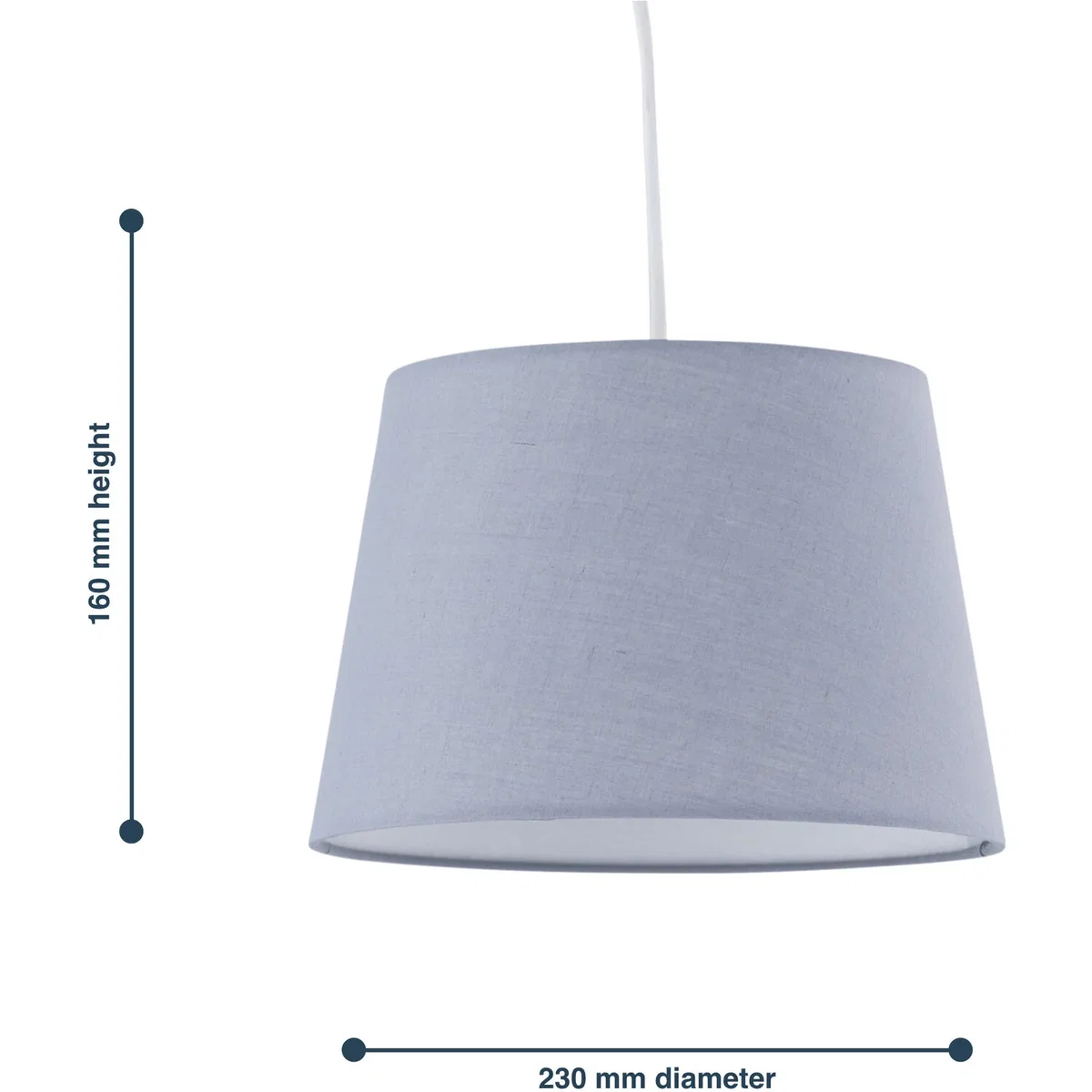 Set Of 2 Grey Cotton 23cm Tapered Cylinder Pendant Or Lamp Shades - Grey – image 5