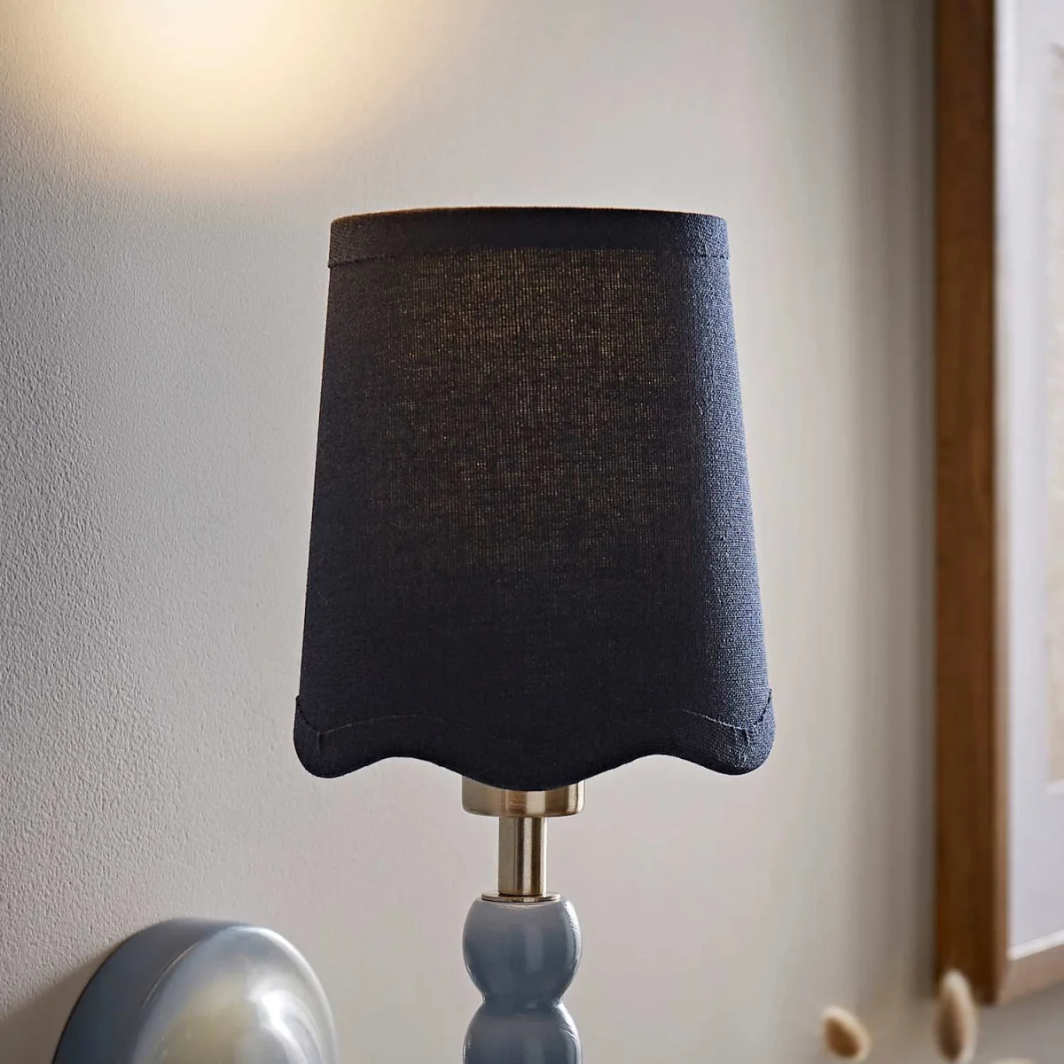 Mabel Extra Small Scallop Edge Linen Lamp Shade - Navy – image 2