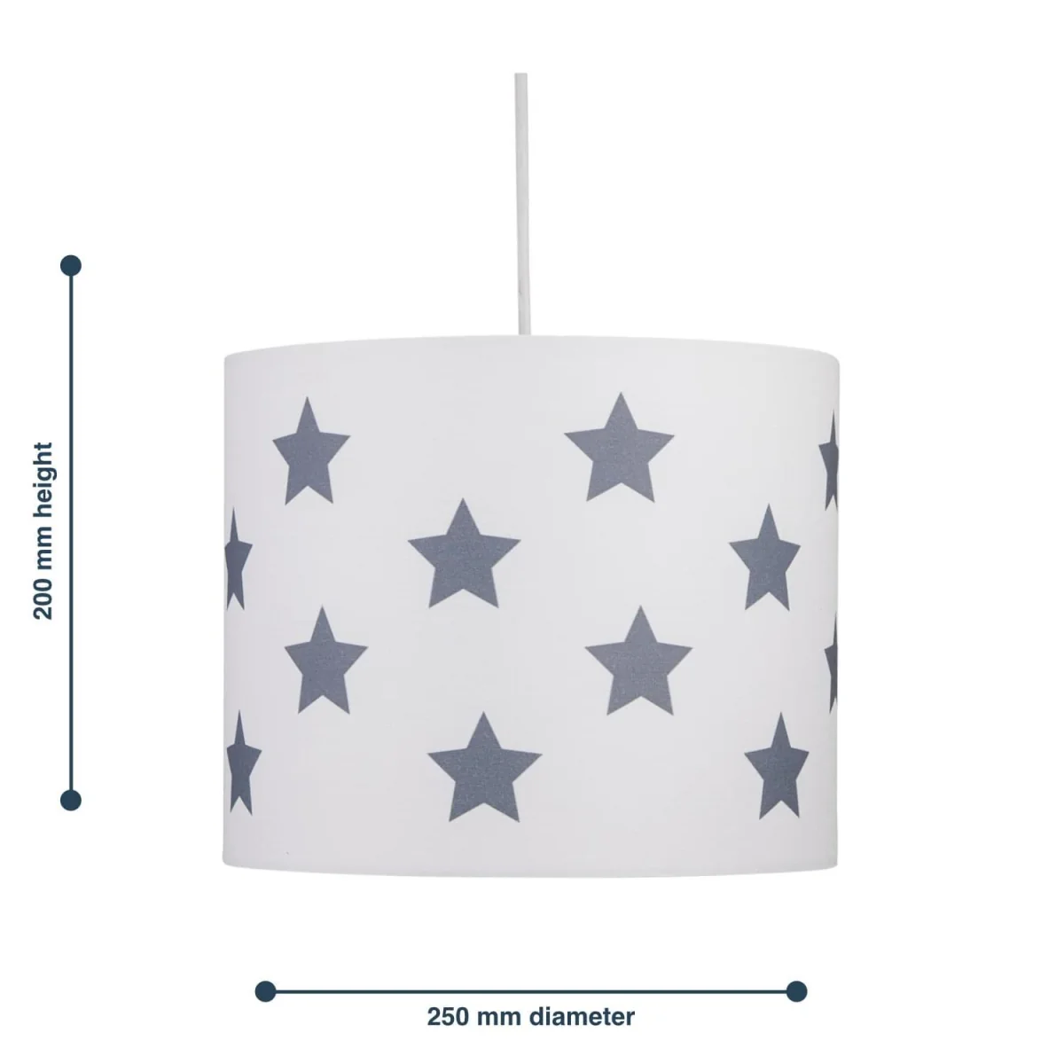 White With Grey Stars 25cm Light Shade - White & Dark Grey – image 4