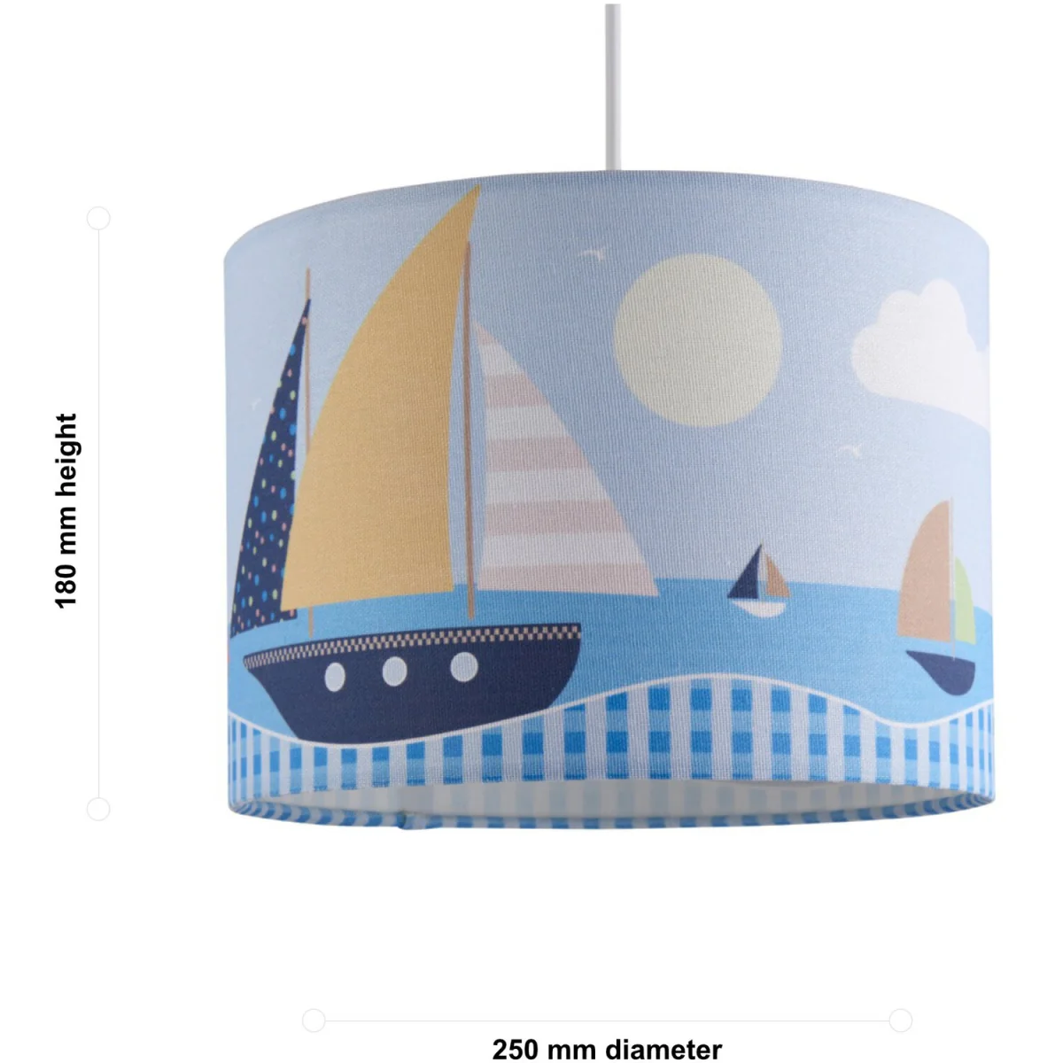 Sailing Boat Scene Easy Fit Fabric Pendant Shade - Multicoloured Sailing Digital Print – image 2