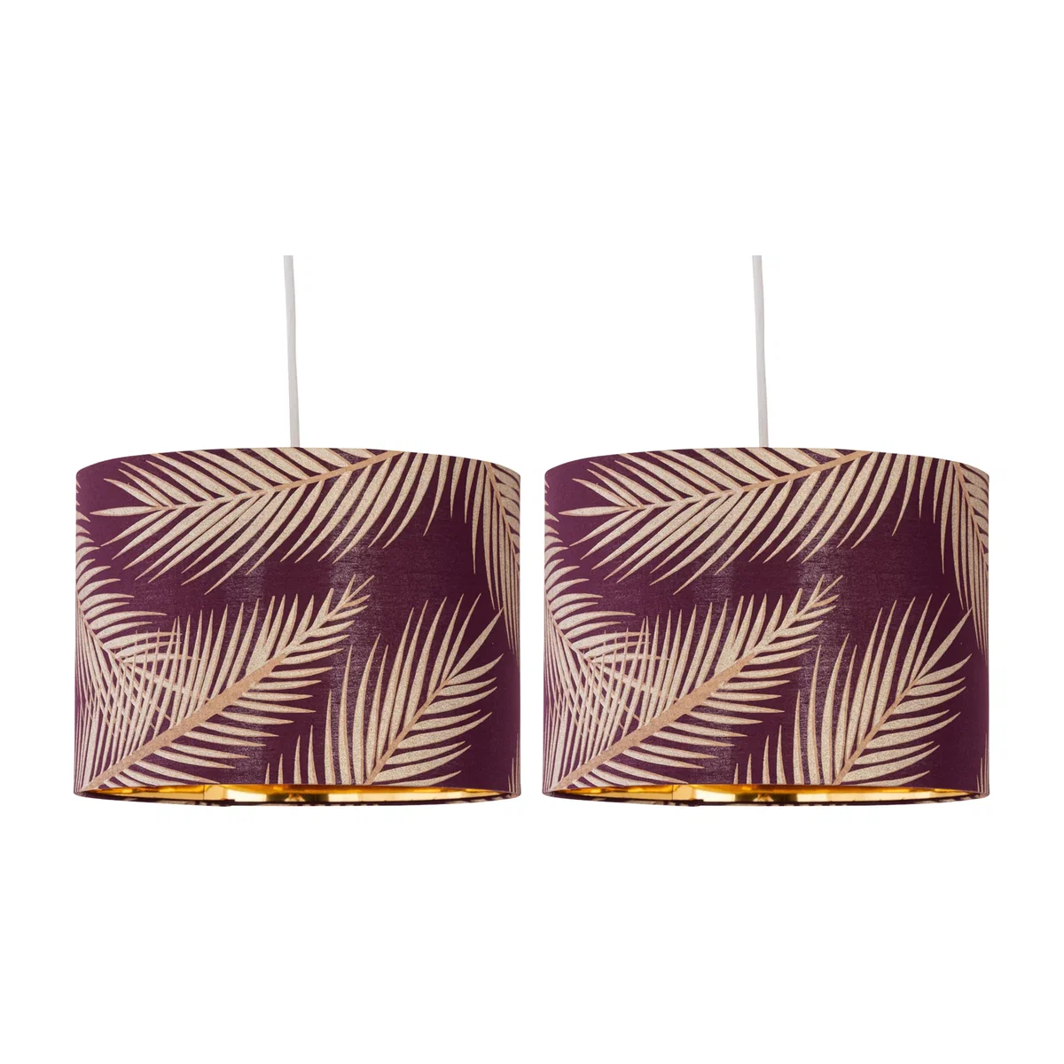 Set Of 2 Leaf Easy Fit Fabric Pendant Shades - Burgundy – image 1
