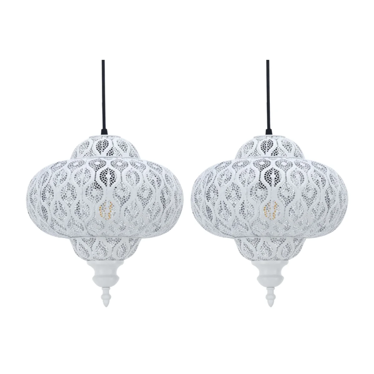 Set Of 2 Lucero White Moroccan Easy Fit Pendant Shades - Matt White – image 1