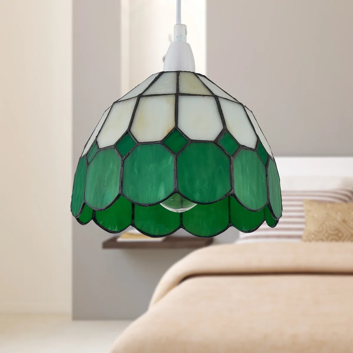 Oxford Green Tiffany Easy Fit Pendant Shade - Green – image 4