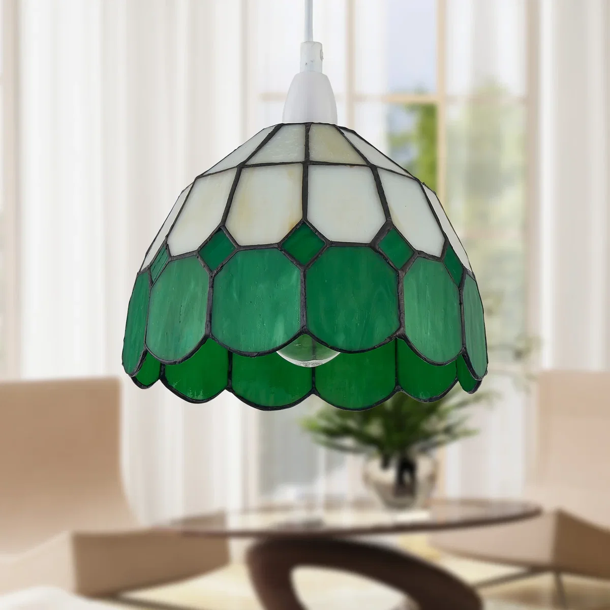 Oxford Green Tiffany Easy Fit Pendant Shade - Green – image 5