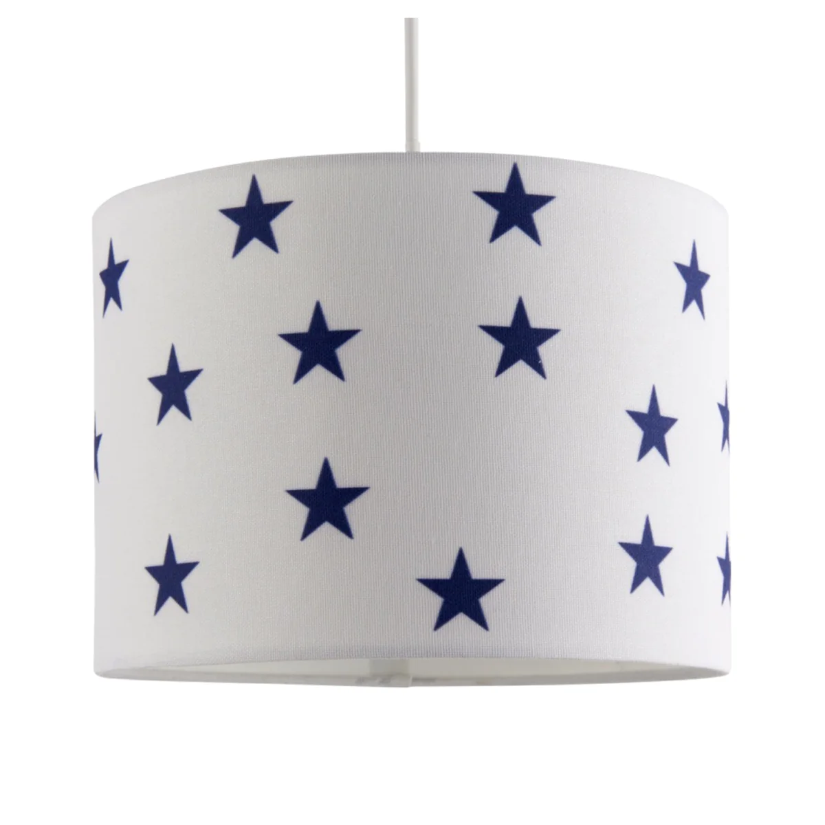 Navy Stars Easy Fit Fabric Pendant Shade - White With Blue Stars Digital Print – image 1