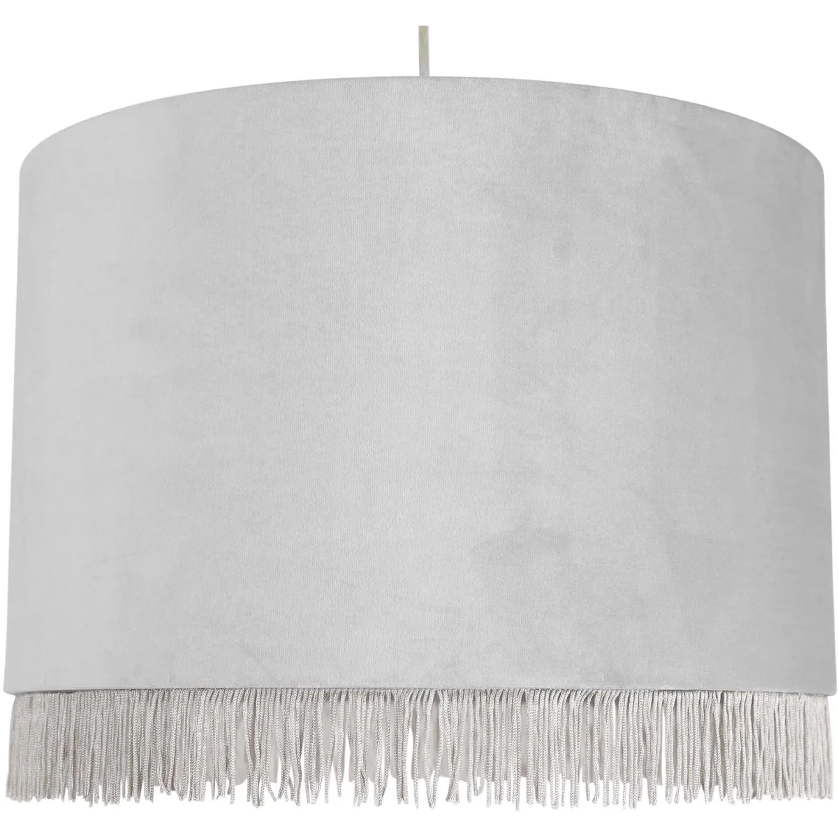 Set Of 2 Fringed Easy Fit Fabric Pendant Shades - Silver Velvet – image 3