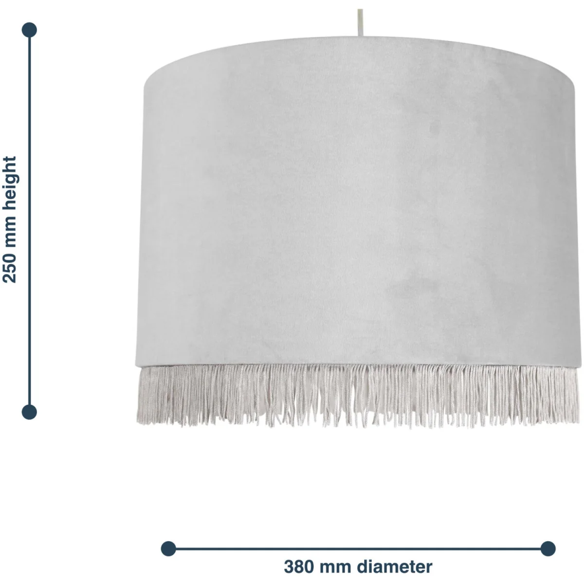 Set Of 2 Fringed Easy Fit Fabric Pendant Shades - Silver Velvet – image 6