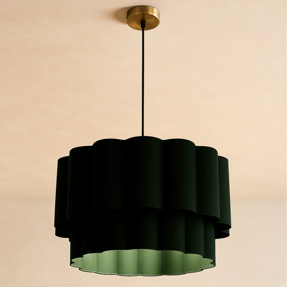 CGC Selina Scalloped Two-Tier Forest Green Drum Lampshade Large 48cm - Forest Green – image 2