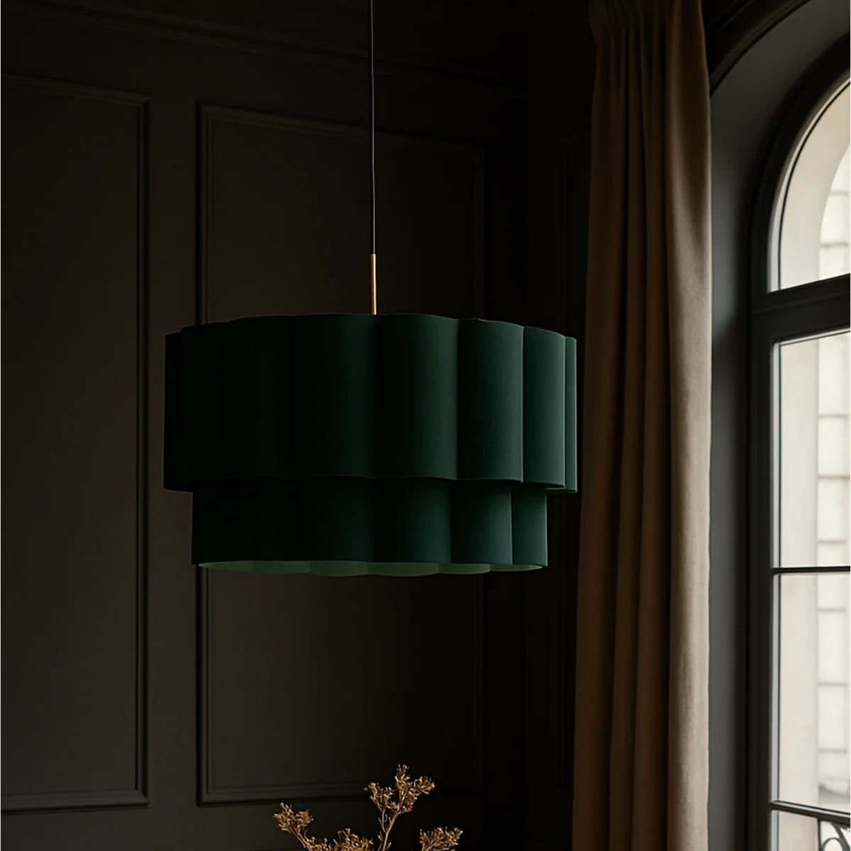 CGC Selina Scalloped Two-Tier Forest Green Drum Lampshade Large 48cm - Forest Green – image 3