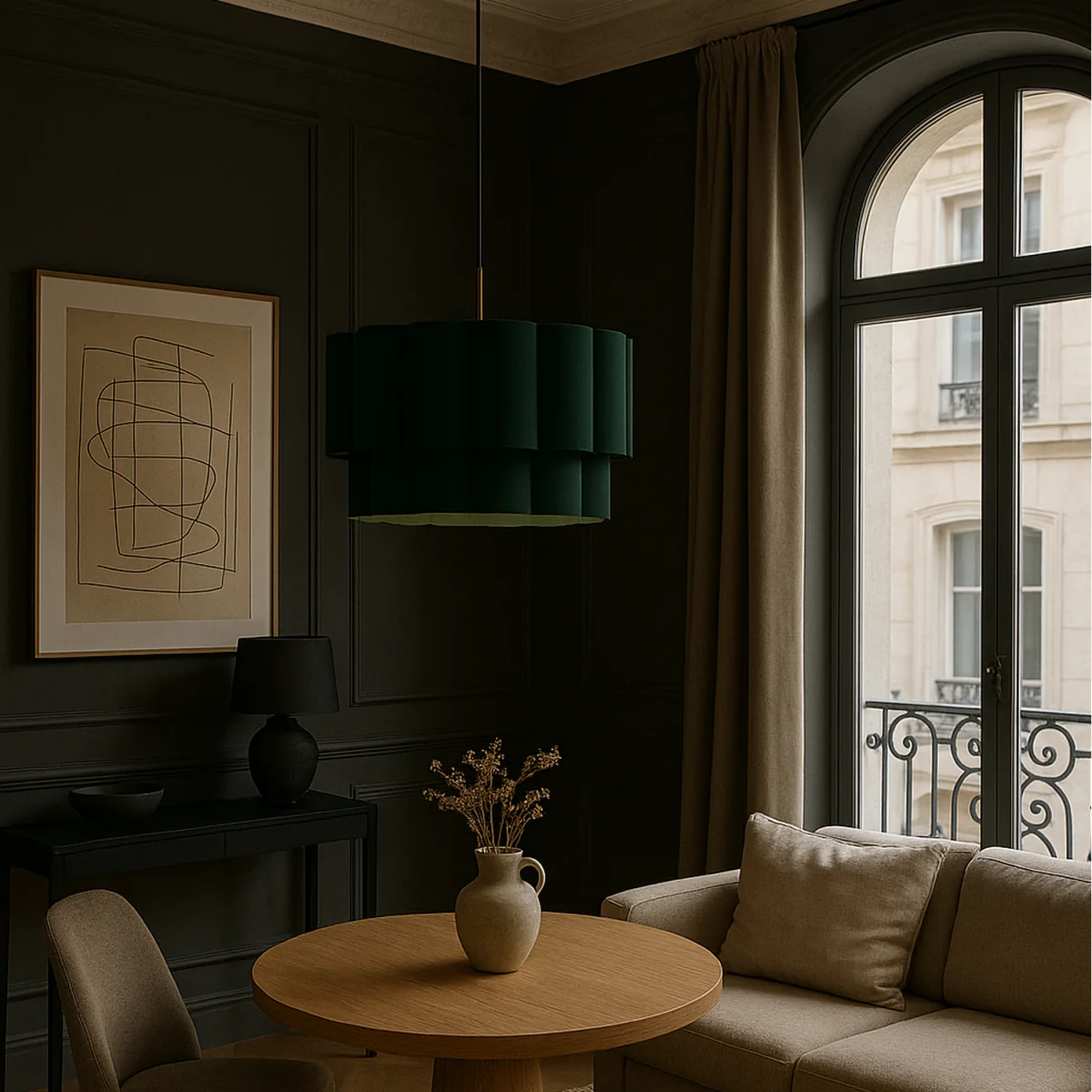 CGC Selina Scalloped Two-Tier Forest Green Drum Lampshade Large 48cm - Forest Green – image 5