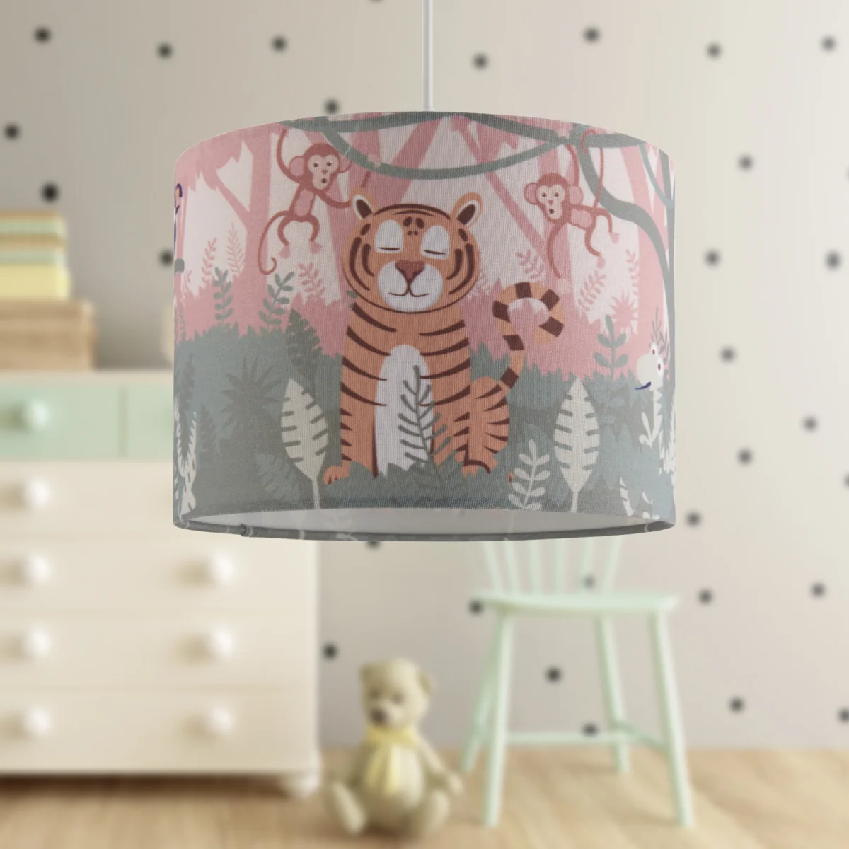 Set Of 2 Safari Easy Fit Fabric Pendant Shades - Multicoloured Safari Digital Print – image 4
