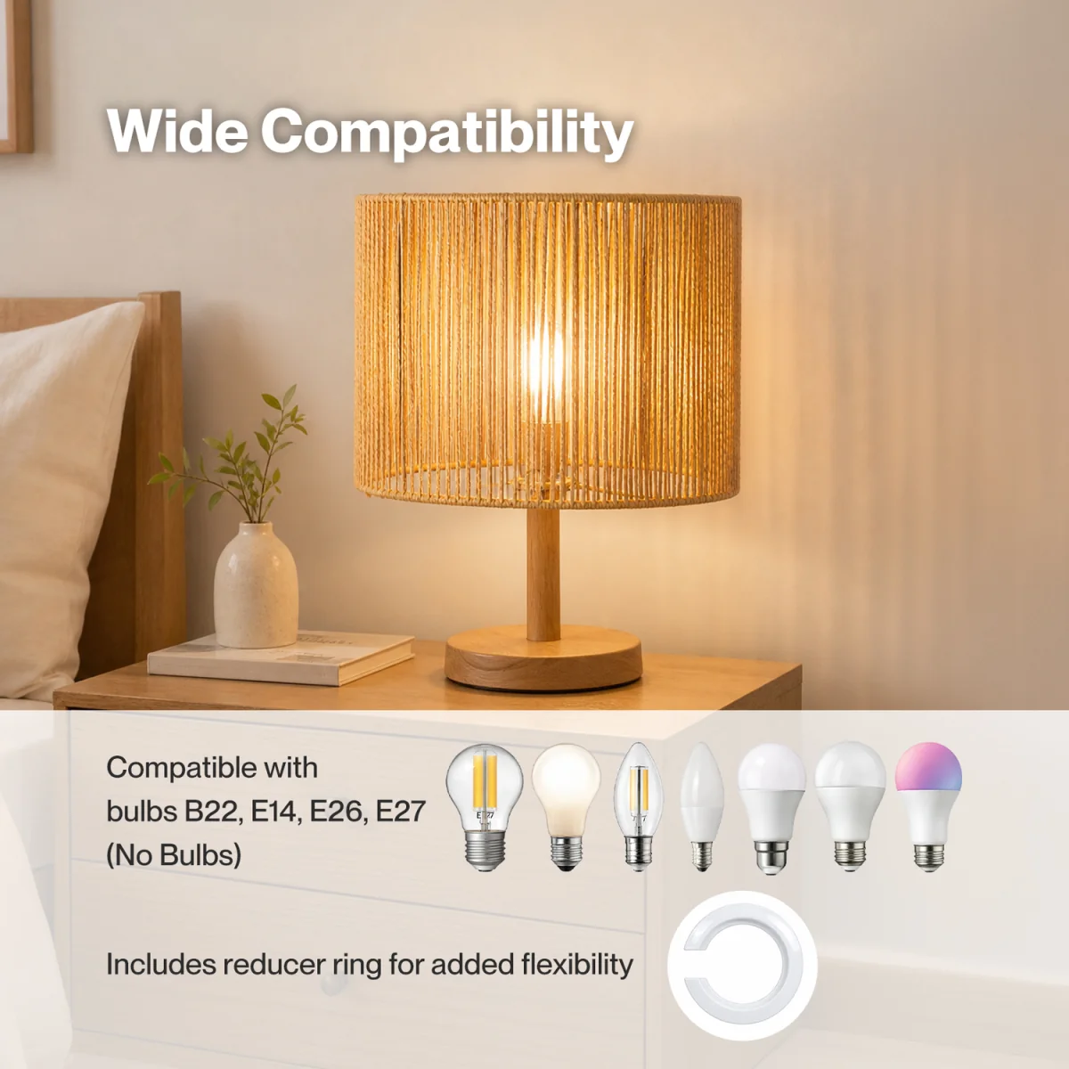 Lampshade Boho Woven Paper Rope Wide Compatibility,Iron Frame Yellow - Yellow – image 7