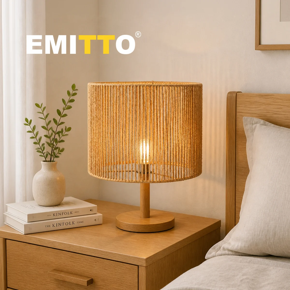 Lampshade Boho Woven Paper Rope Wide Compatibility,Iron Frame Yellow - Yellow – image 8