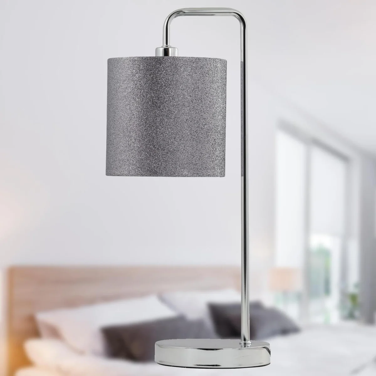 Set Of 2 Glitter Fabric Shades - Silver Grey Glitter – image 5