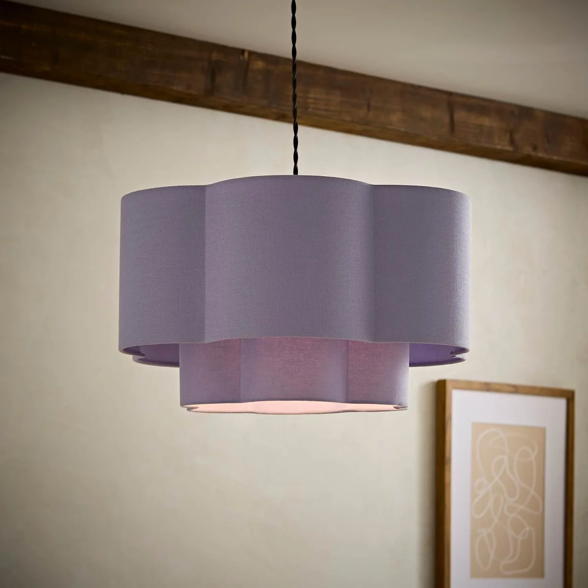 Nora 2 Tier Linen Scallop Shade - Lilac / No - Purple – image 3